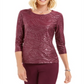 JM Collection Women's Stud Trim Matte Foil Top Purple Size X-Large