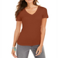 Style & Co Women's V Neck T-Shirt Brown Size XX-Large