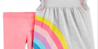 Carter's Baby Girl's 2 Pc Rainbow Tunic & Leggings Set Gray Size 6MOS