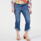 INC International Concepts Women's Rainbow Fringe Cropped Skinny Jeans Blue Size 14
