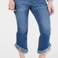 INC International Concepts Women's Rainbow Fringe Cropped Skinny Jeans Blue Size 14