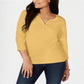 Karen Scott Women's Cotton Henley Top Brown Size XX-Large