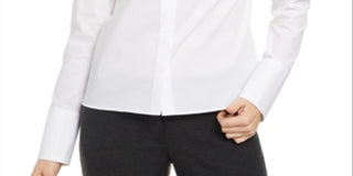 Calvin Klein Women's Fit Slim Fit Long Sleeve Button up Blouse White Size Medium