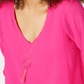 Thalia Sodi Women's Layered Ruched-Sleeve Necklace Top Pink Size Medium
