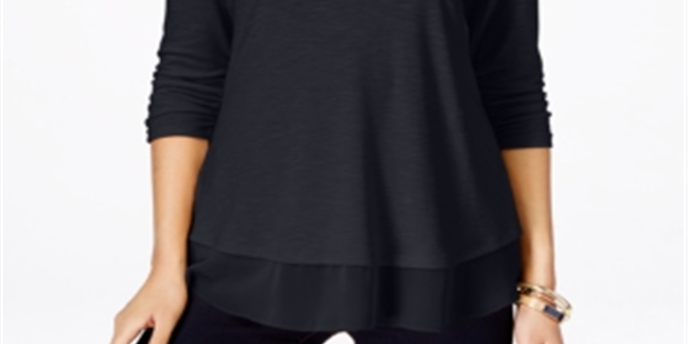 Style & Co Women's Ruched Basic T-Shirt Dark Purple Size PP