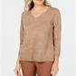 Karen Scott Women's V Neck Sweater Brown Size Medium