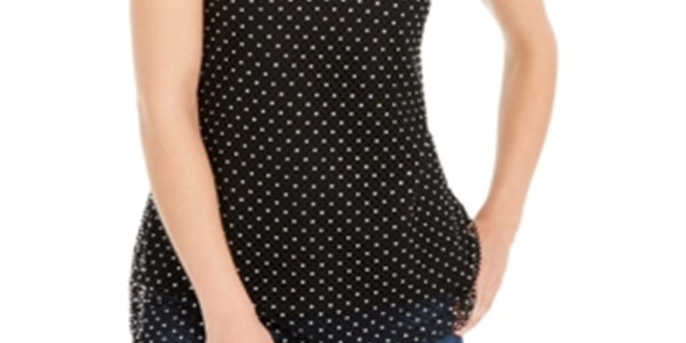 INC International Concepts Women's Rhinestone Sleeveless V Neck Sweater Black Size Medium
