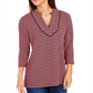 Charter Club Women's Striped 3/4 Sleeve Top Red Size X-Small