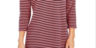 Charter Club Women's Striped 3/4 Sleeve Top Red Size X-Small