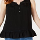 Style & Co Women's Ruffle Hem Open Trim Top Black Size Medium