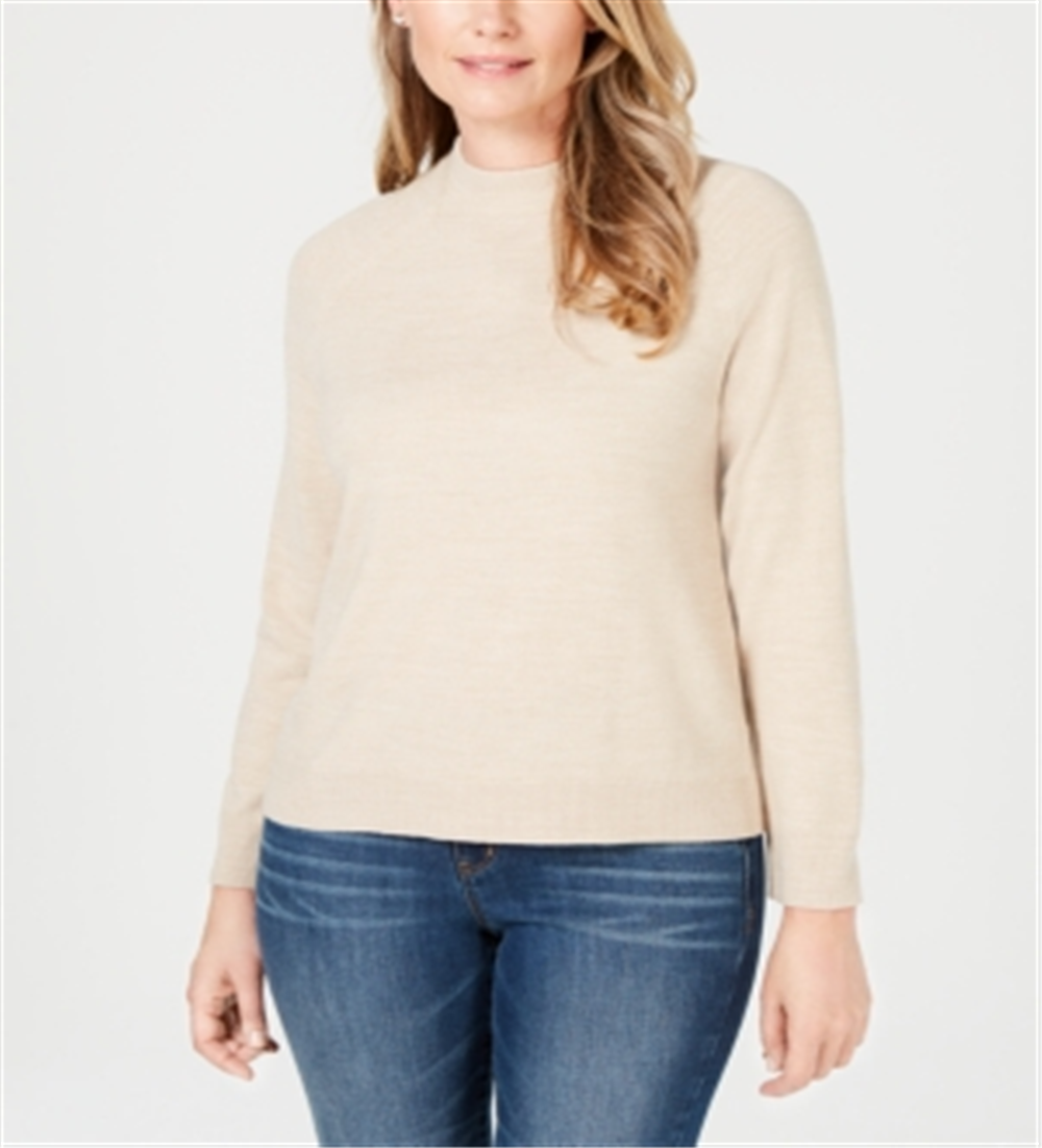 Karen Scott Women's Mock Neck Sweater Oatmeal Size Petite XL