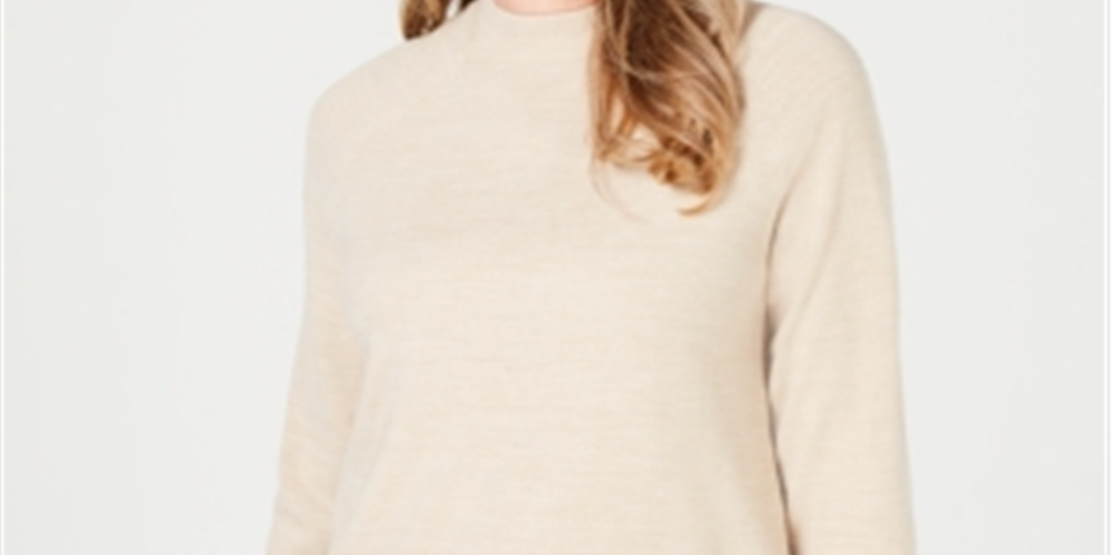 Karen Scott Women's Mock Neck Sweater Oatmeal Size Petite XL