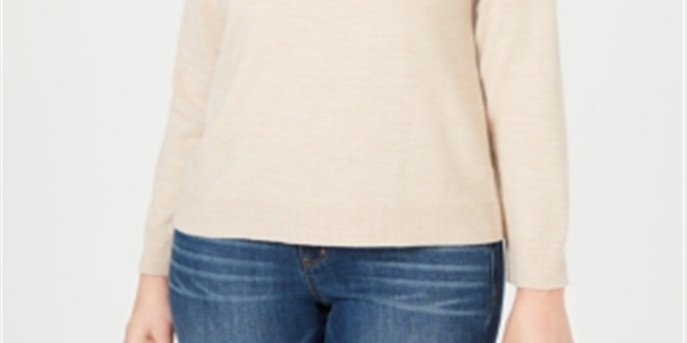 Karen Scott Women's Mock Neck Sweater Oatmeal Size Petite XL