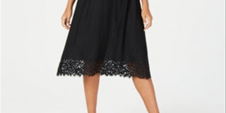 Alfani Women's Lace Sleeveless Jewel Neck MIDI Sheath Dress Black Size 12