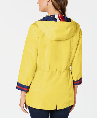 Charter Club Women's Reversible Striped Anorak Yellow Size Large