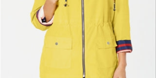 Charter Club Women's Reversible Striped Anorak Yellow Size Large