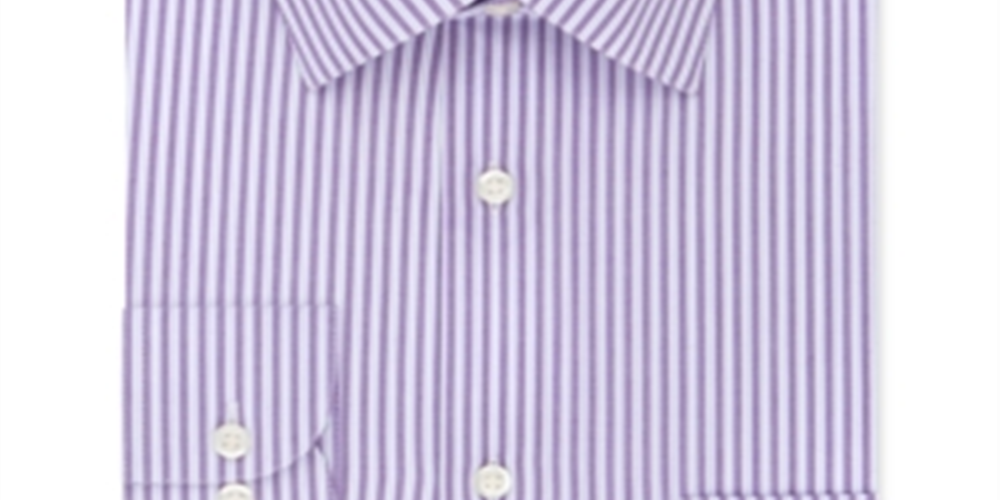 Arrow Men's Athletic Fit Stripe Dress Shirt Purple Size 17-17.5