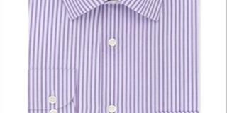 Arrow Men's Athletic Fit Stripe Dress Shirt Purple Size 17-17.5