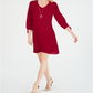 JM Collection Women's Tie Sleeve Necklace Dress Red Size Petite S