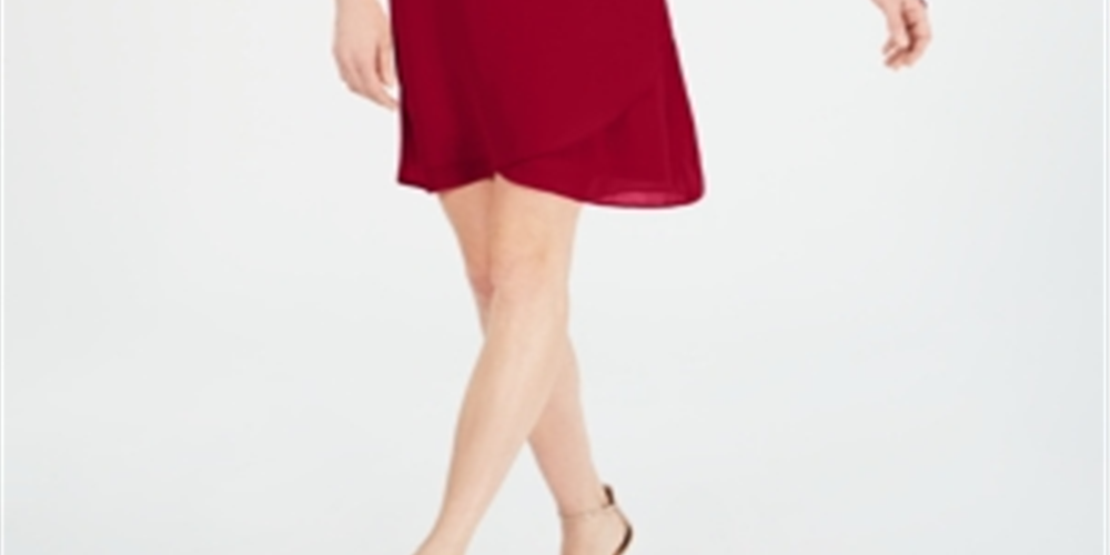 JM Collection Women's Tie Sleeve Necklace Dress Red Size Petite S