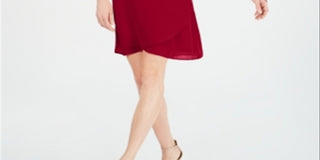 JM Collection Women's Tie Sleeve Necklace Dress Red Size Petite S