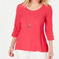 JM Collection Women's Textured Necklace Top Pink Size Petite S