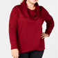 Ideology Women's Plus Cowl Neck Pullover Red Size 2X