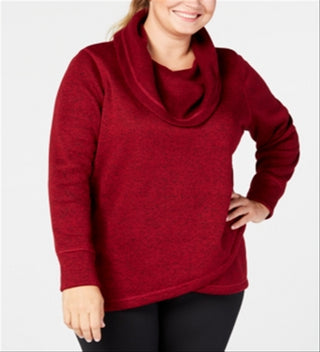 Ideology Women's Plus Cowl Neck Pullover Red Size 2X