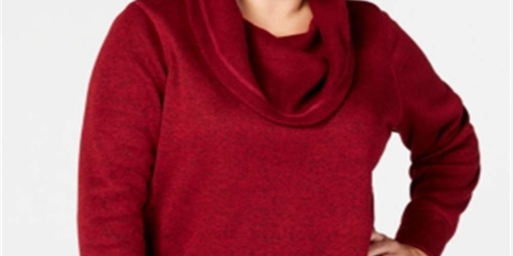 Ideology Women's Plus Cowl Neck Pullover Red Size 2X
