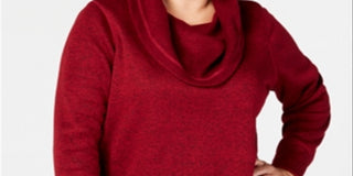 Ideology Women's Plus Cowl Neck Pullover Red Size 2X