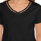 Karen Scott Women's Cotton Open Trim V Neck T-Shirt Black Size Small