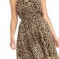 Rachel Roy Women's Animal Print Sleeveless Turtle Neck MIDI Fit Flare Party Dress Brown Size Large