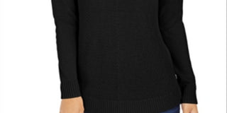 Charter Club Women's Long Sleeve V Neck Top Black Size Petite Medium