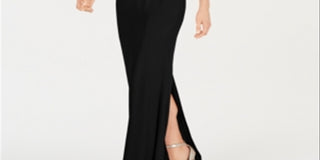 Adrianna Papell Women's Blouson Cowlneck Gown Black Size 18