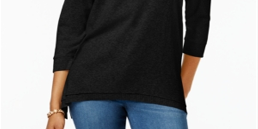 Style & Co Women's Layered Hem Top Black Size Medium