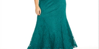 BCX Women's Lace Sleeveless Maxi Fit Flare Evening Dress Green Size 22W