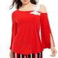 Alfani Women's One Shoulder Applique Top Red Size Medium