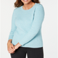 Karen Scott Women's Cotton Baby Cable Knit Sweater Blue Size Medium