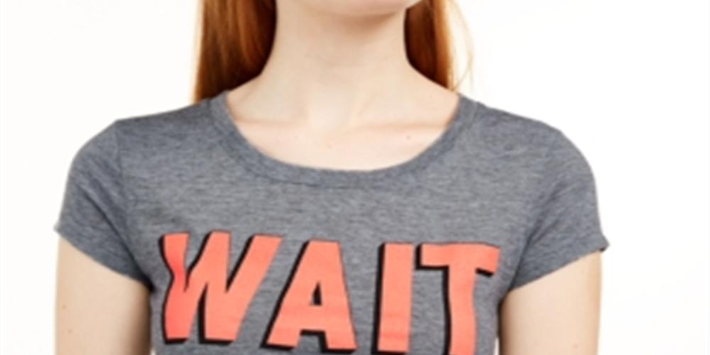 Love Tribe Junior's Wait What Micro-Striped Graphic T-Shirt Black Size X-Large