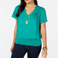 Thalia Sodi Women's Printed Pintuck Pleated Top Green Size Large