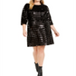INC International Concepts Women's Plus Sequined Above Knee Sheath Dress Black Size 1X