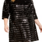 INC International Concepts Women's Plus Sequined Above Knee Sheath Dress Black Size 1X