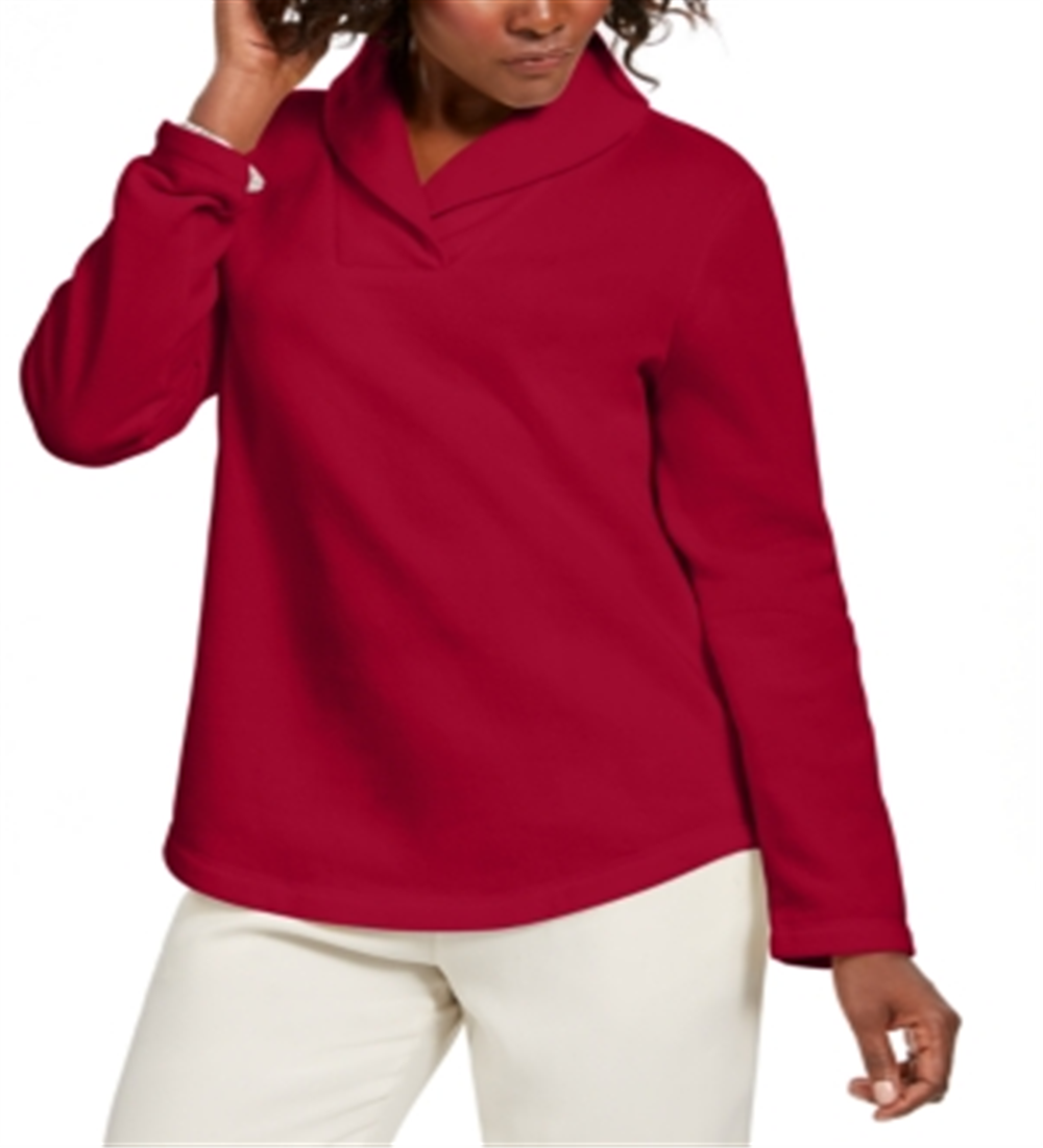 Karen Scott Women's Shawl Collar Sweatshirt Red Size Petite S