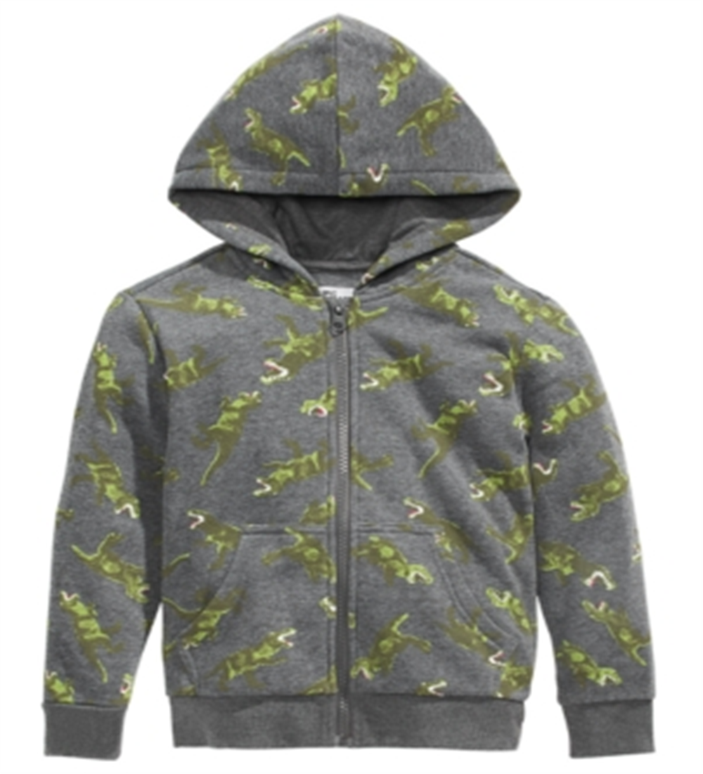 Epic Threads Toddler Boy's Dinosaur Print Zip up Hoodie Gray Size 3