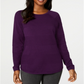 Karen Scott Women's Ribbed Cotton Pullover Sweater Purple Size Large