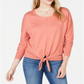 Style & Co Women's Tie Front Sweater Orange Size X-Small