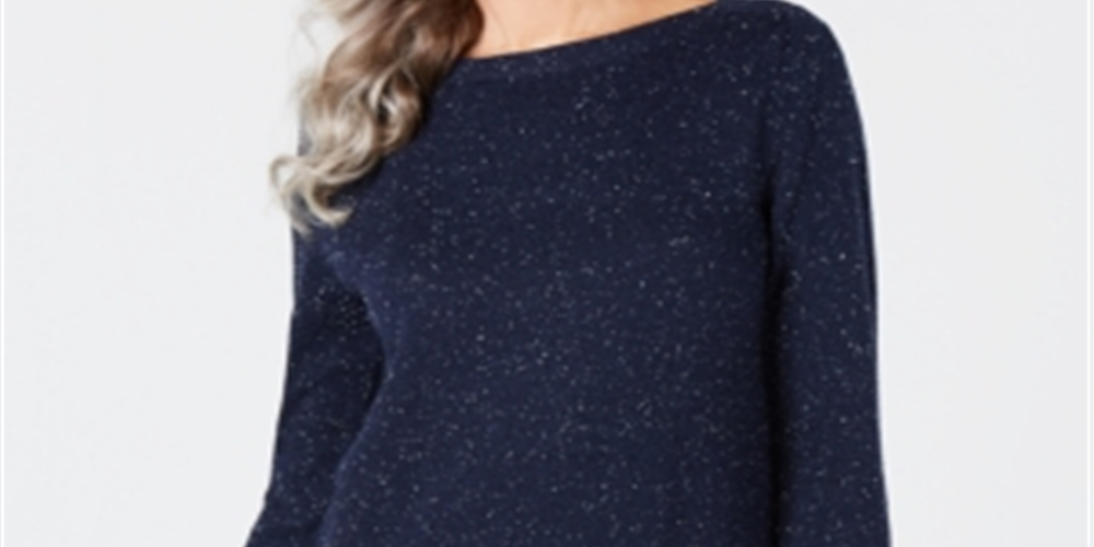 Karen Scott Women's Curved Hem Tunic Sweater Blue Size PS