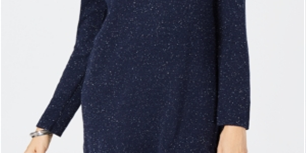 Karen Scott Women's Curved Hem Tunic Sweater Blue Size PS