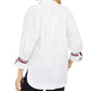 Tommy Hilfiger Women's Tie Sleeve Shirt White Size XS