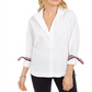 Tommy Hilfiger Women's Tie Sleeve Shirt White Size XS